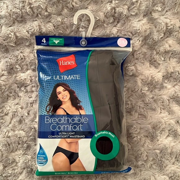 Hanes Ultimate Breathable Comfort Black Bikinis 4 Pairs Size 6/M - Picture 1 of 8